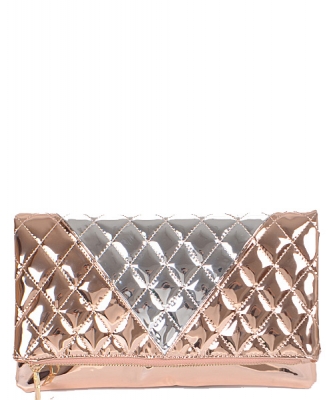 Women Quilted Two Tone Fashion Clutch Bags PPC5630